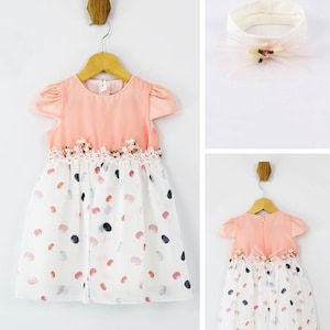 Baby Girls Short Sleeves Polka Casual Summer Dress 2 Piece Set in Pink image 1