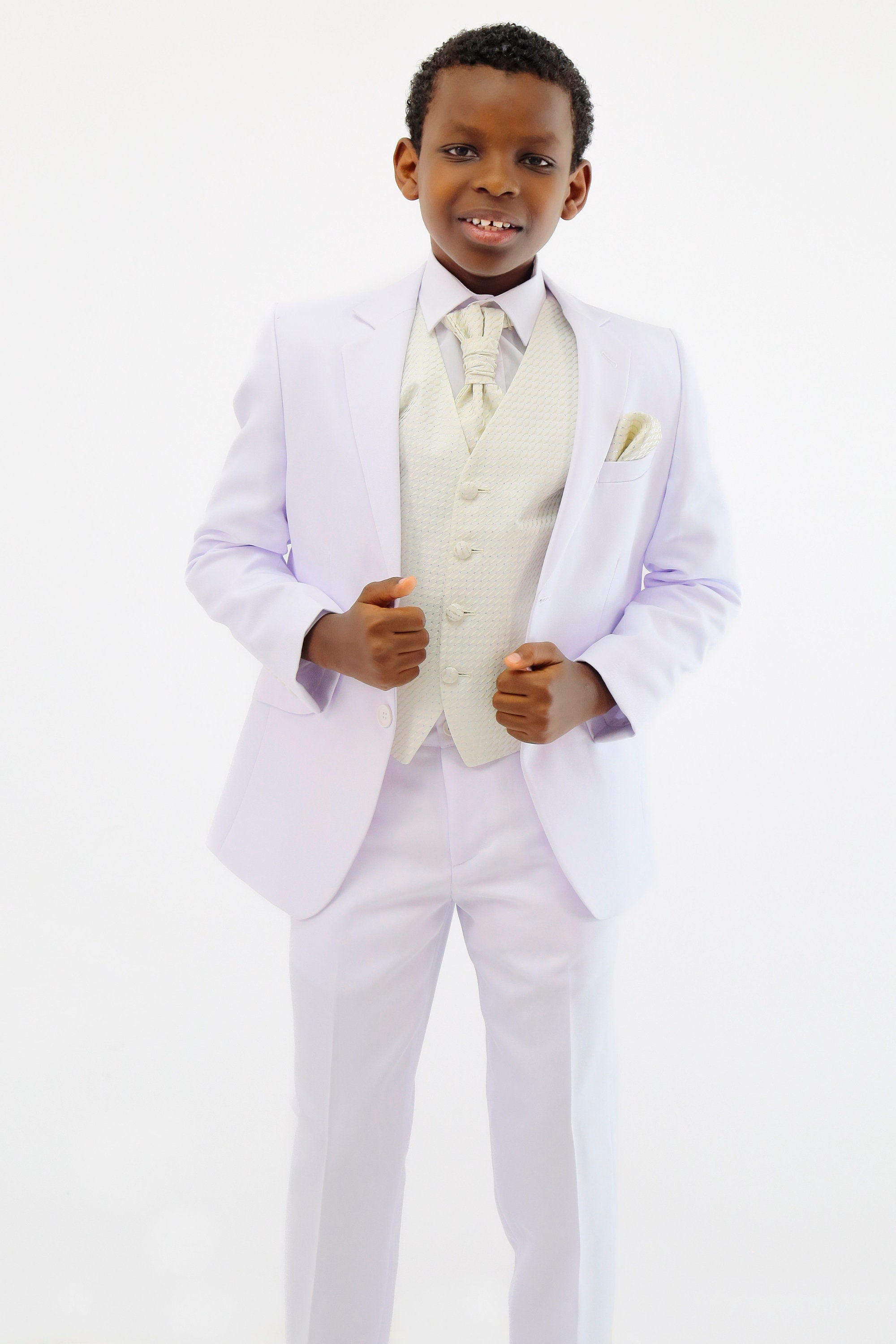 Sizes ..1-20 Boy White COMMUNION BAPTISM Suit Tuxedo Party Wedding 5 piece