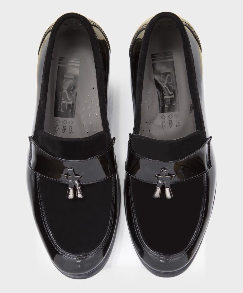 Flamingo Boys Patent & Suede Loafers in Black