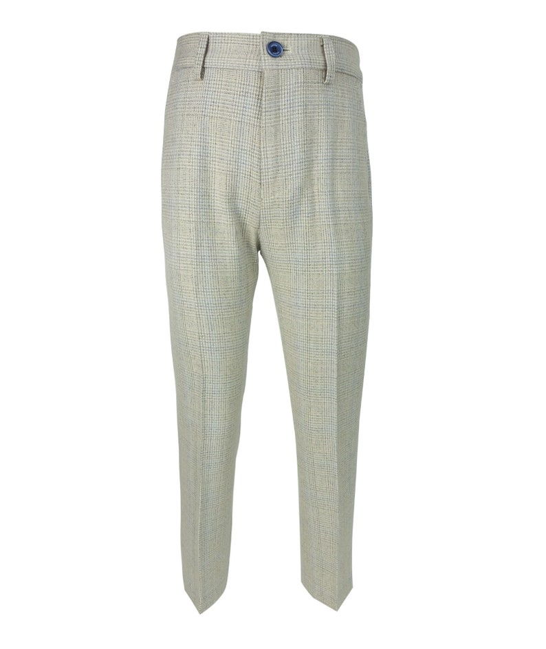 Boys Suit Retro Slim Fit Beige Tweed Houndstooth Check Set | Etsy