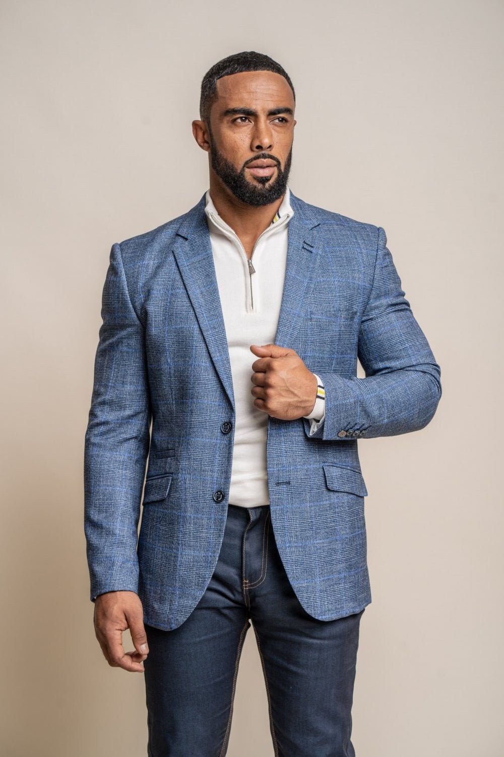 Mens check shop trousers and waistcoat