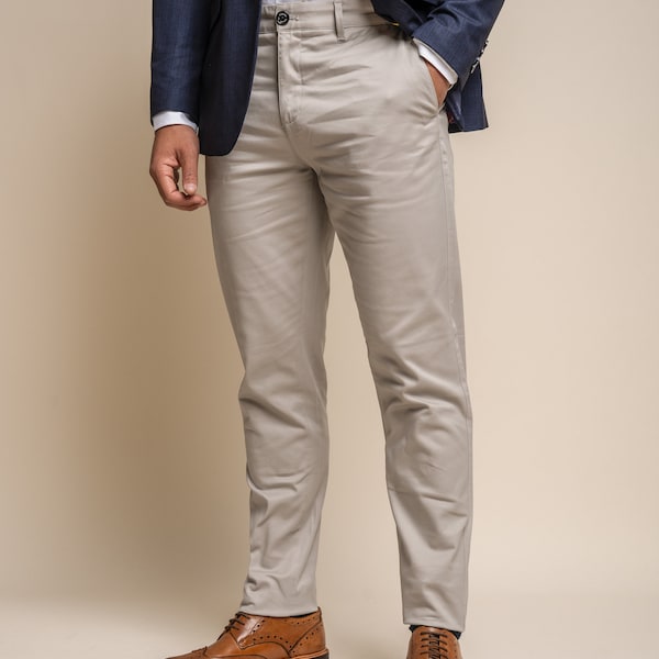 Herren Casual Chino Schiefergraue Baumwolle Smart Business Hose Regular Short Long Length Pants