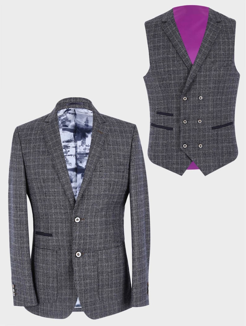 Mens Windowpane Check Slim Fit Retro Vintage Blazer and | Etsy UK