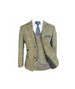 Cavani  Boys Tan Brown Wool Blend Herringbone Check Tweed Suit 