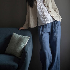 Wide leg linen pants, linens trousers image 6