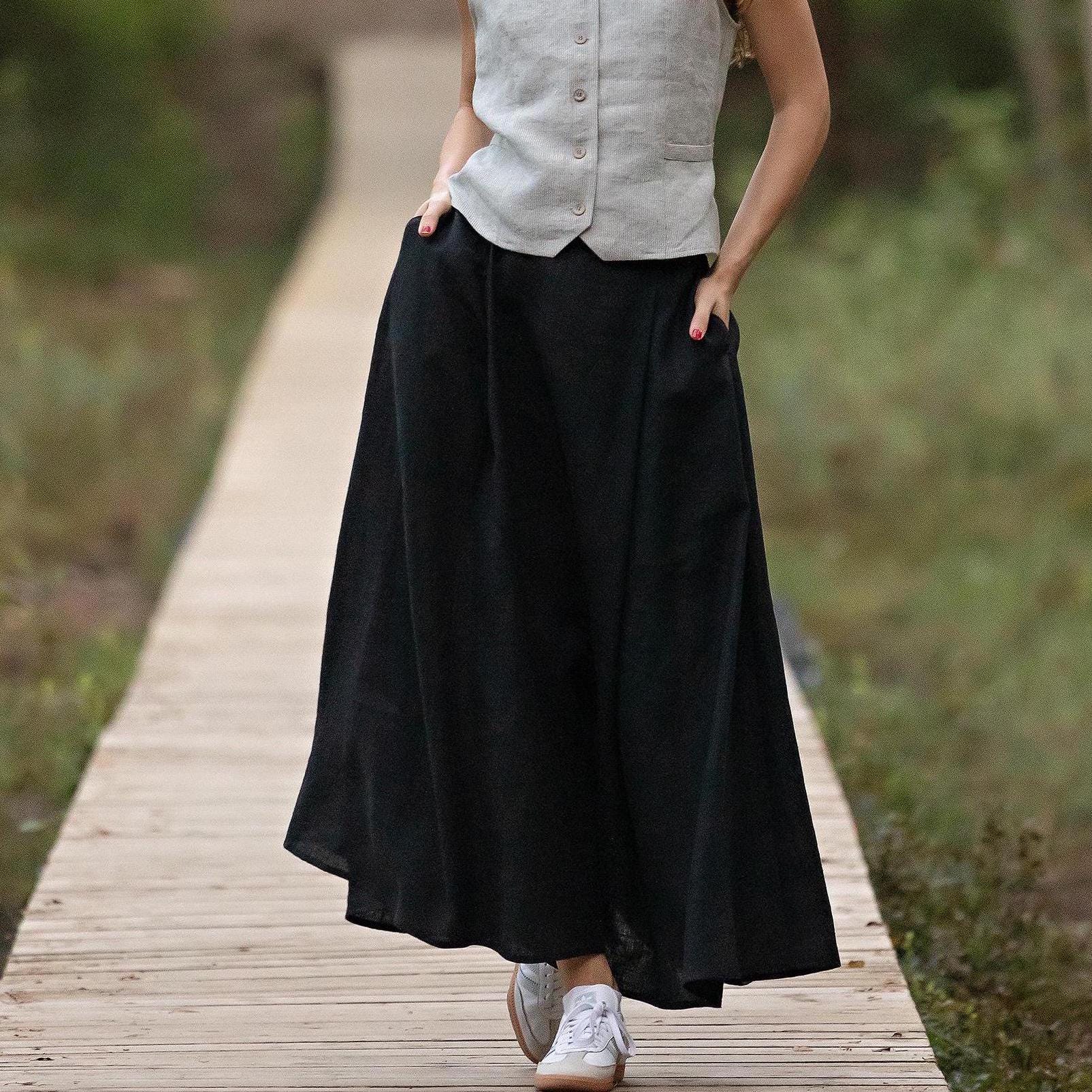 スカート L'Appartement Linen Canvas Long Skirt Long Linen Skirt. paneled Linen Maxi Skirt. - Etsy
