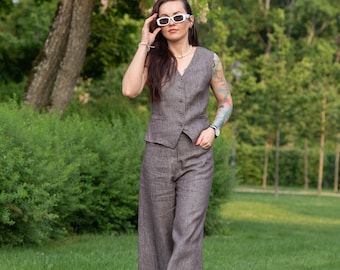 Linen vest for women, linen waistcoat, linen and cotton vest