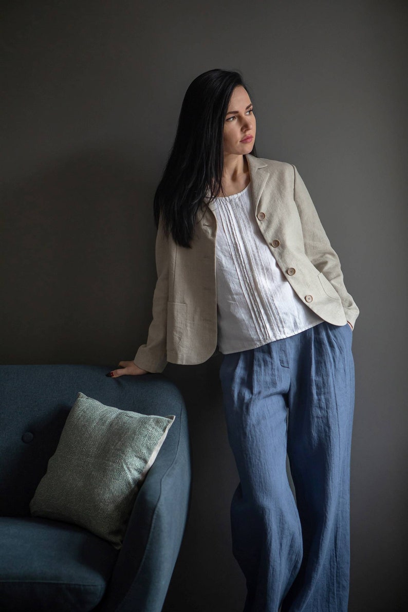 Wide leg linen pants, linens trousers image 6