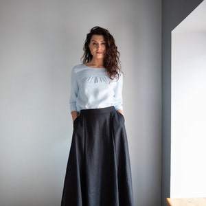 Light blue linen blouse/ Linen top
