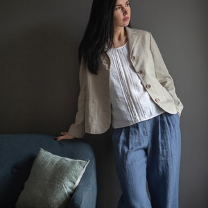 Classic linen jacket, woman's linen blazer image 2