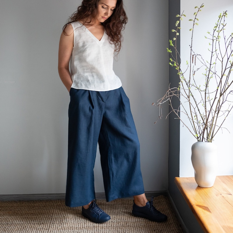Chloe Linen Gaucho Loose Pants main image 1