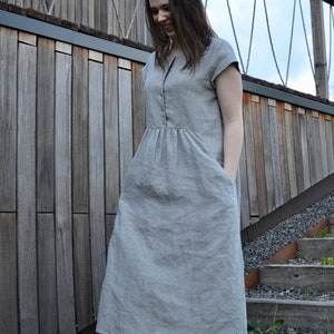 Linen dress, striped linen dress, long linen dress image 6