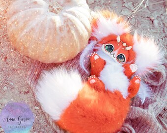 Ginger Fox  IN STOCK Art Doll Fantasy Animals Doll Handmade Ooak Fox Creatures Art Doll Animal Gift