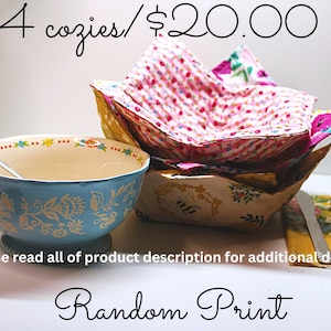 Microwave Bowl Cozy- Reversible Fabric Soup Bowl Holder- Hot Pad, Ice Cream Cozy, Kitchen Gift, Housewarming Gift