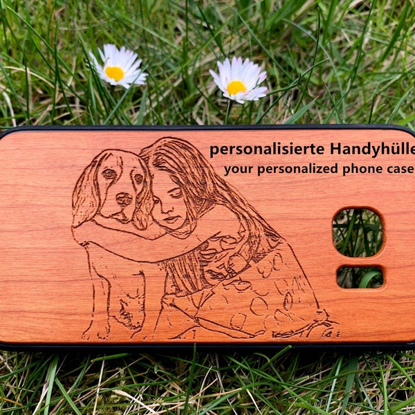 Personalisierte Handyhülle  Geschenk mit eigene Foto/Logo Holz wood phone case Cover iphone5/SE/6/6s/7/8/6/7/8plus/X/XsSamsung Huawei