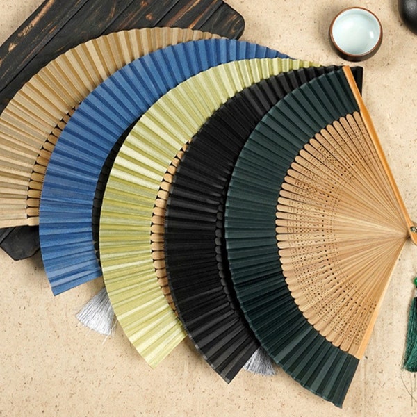 Japanese Folding Fan Hand Fan - Silk & Bamboo