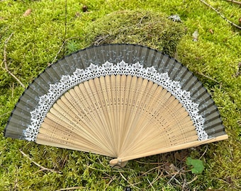 Japanese folding fan hand fan - silk & bamboo