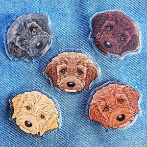 Cockapoo pins apricot red brown Cavapoo acrylic pin badges