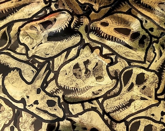 Gold dinosaur stickers metallic golden dinosaur skull sticker vinyl Jurassic decal