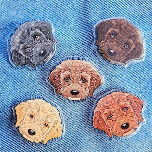 Pines de Cockapoo color albaricoque rojo marrón Insignias de pin de acrílico de Cavapoo