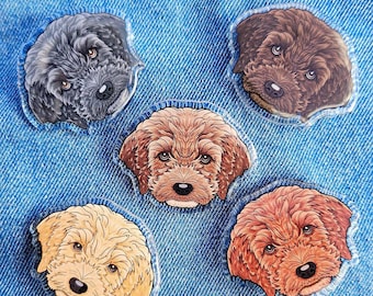 Cockapoo pins apricot red brown Cavapoo acrylic pin badges