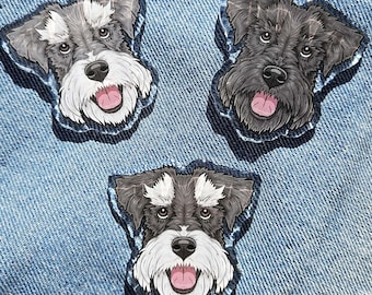 Schnauzer acrylic pins - Giant & Miniature Schnauzer pin badge - Wire Haired Pinscher - small toy dog pet dog gift ideas