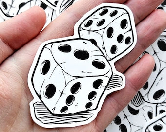 Dice stickers simple 2d6 dice decal inked art