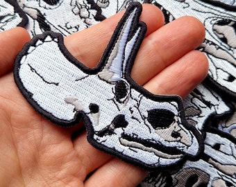 Triceratops embroidery patch dinosaur skull patches iron on embroidered