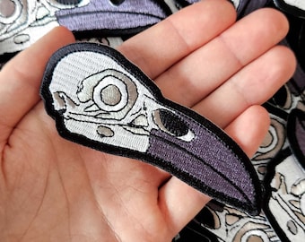 Raven skull patch embroidery crow patches iron on