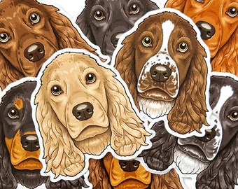Spaniel stickers black tan brown white cream orange Cocker Spaniels decal