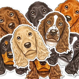 Spaniel stickers black tan brown white cream orange Cocker Spaniels decal