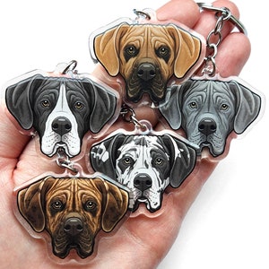 Great Dane keyrings German Mastiff Sighthound dog collar charms black fawn brindle grey merle