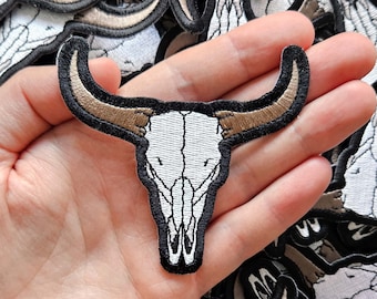 Bull skull patch embroidery bull horns patches iron on