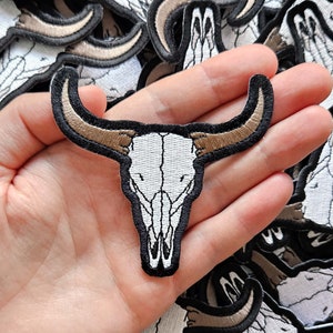 Bull skull patch embroidery bull horns patches iron on