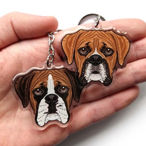 Boxer dog acrylic keyrings & collar charms double sided Bulldogs English Mastiffs image 1
