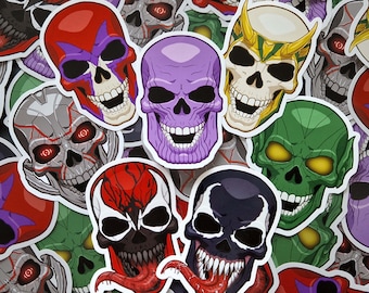 Villain skull stickers comic book bad guys undead zombie decals