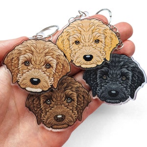 cockapoo keyrings & dog collar charms cavapoo poodle mixed breed key chain