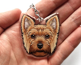 Yorkshire Terrier keyrings & collar charms Yorkie dog breed acrylic double sided key chains