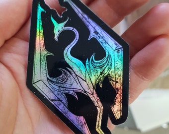 Elder Scrolls Skyrim dragon sticker holographic vinyl
