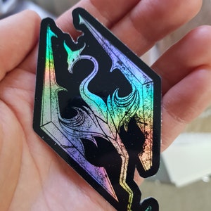 Elder Scrolls Skyrim dragon sticker holographic vinyl