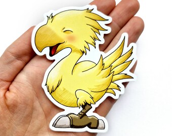 Baby Chocobo Glossy Sticker - Kawaii Video Game Art