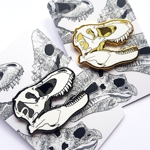 T-rex pin Dinosaur skull pins tyrannosaurus rex Jurassic era enamel