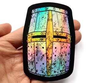 crusader helm sticker holographic vinyl larp medieval knight templar helmet decal