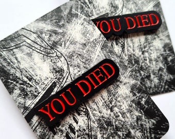 You Died Video Game Hard mode pin enamel