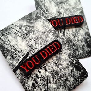 You Died Video Game Hard mode pin enamel