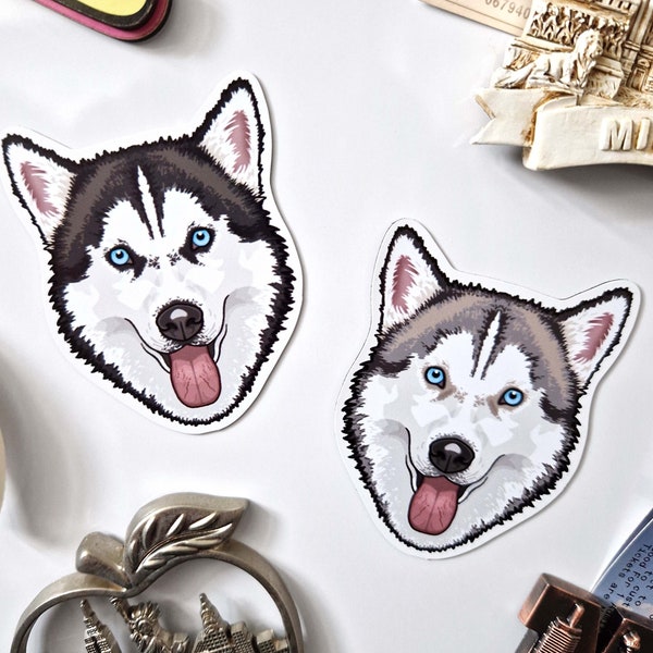 Siberian Husky fridge magnet black & grey flexible dog magnets