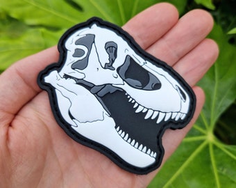T-rex skull patch 3D PVC patches dinosaur bones horror