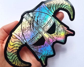 Iron helmet video game sticker holographic vinyl