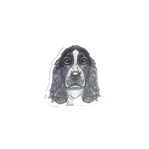 black white spaniel acrylic pin dog breed