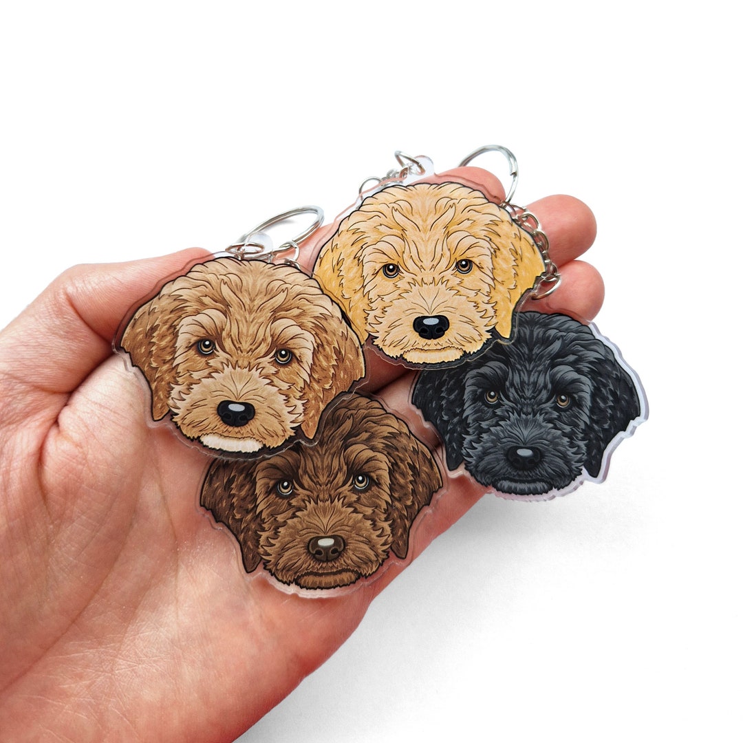 Cockapoo Keyrings & Dog Collar Charms Cavapoo Poodle Mixed Breed Key